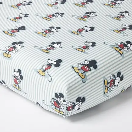 Disney Home x Sanderson Mickey Mouse Stripe Organic Crib Sheet